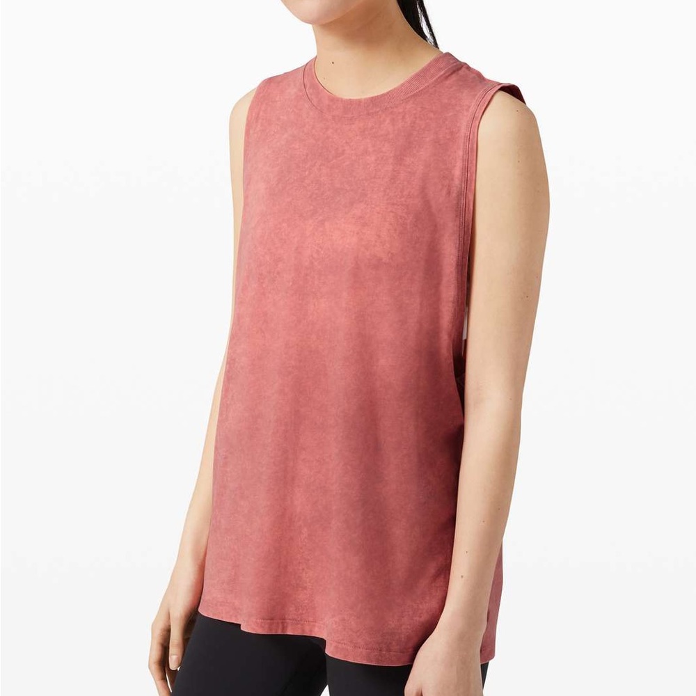 Lululemon All Yours Boyfriend Tank *Wash Cloudy Wash Cherry Tint NWT Size 14